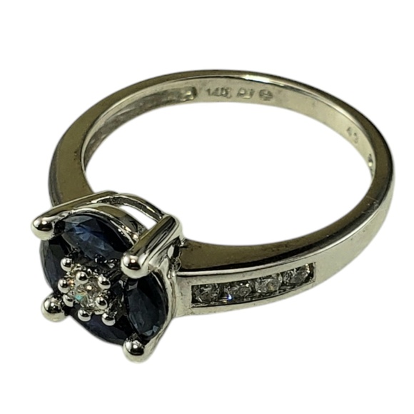 14 Karat White Gold Sapphire and Diamond Ring Size 7 #20034 - Picture 3 of 8
